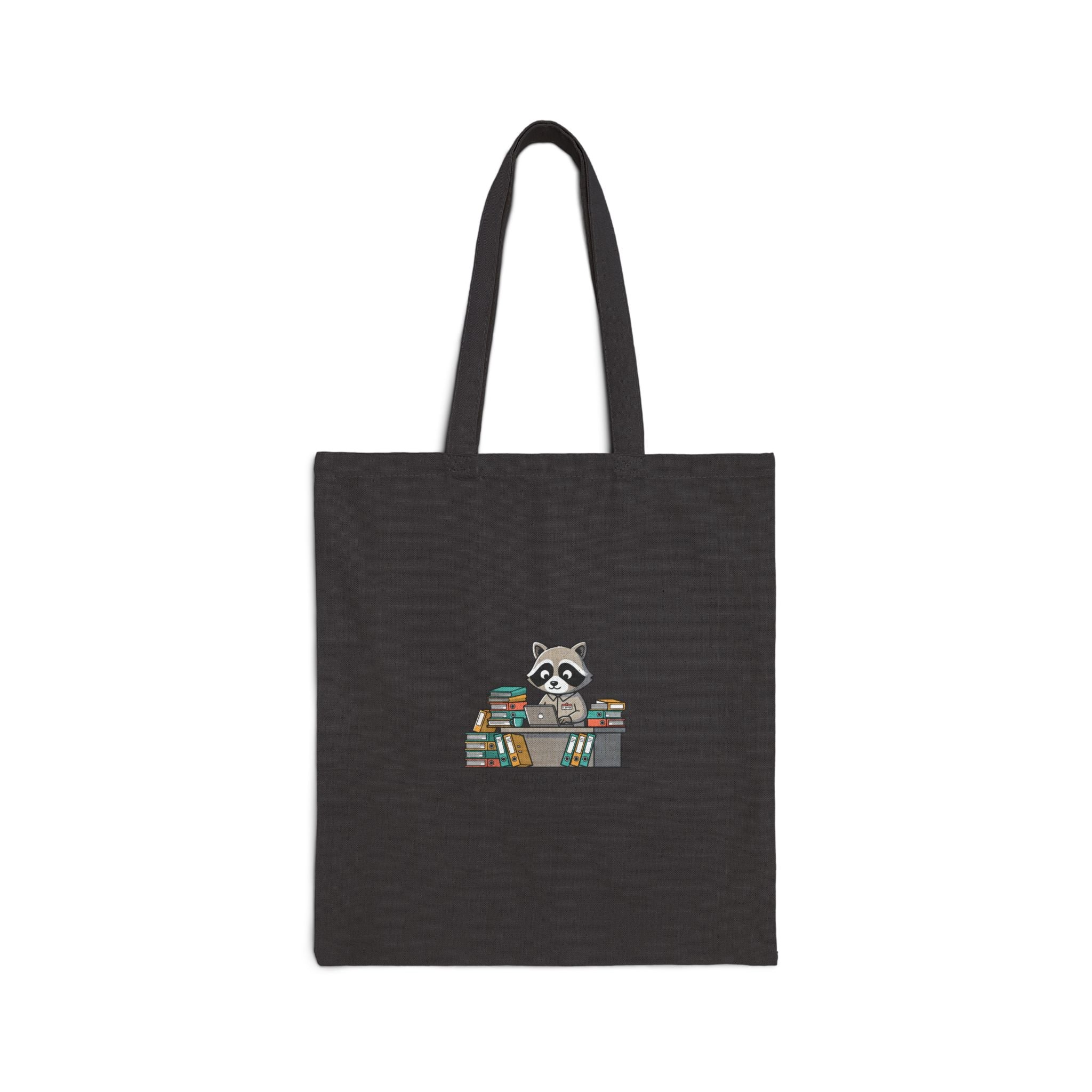 Raccoon at Desk Tote | Unhinged Animal Bureaucracy, office raccoon illustration